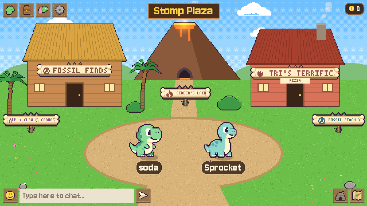 Two dinos in Stomp Plaza